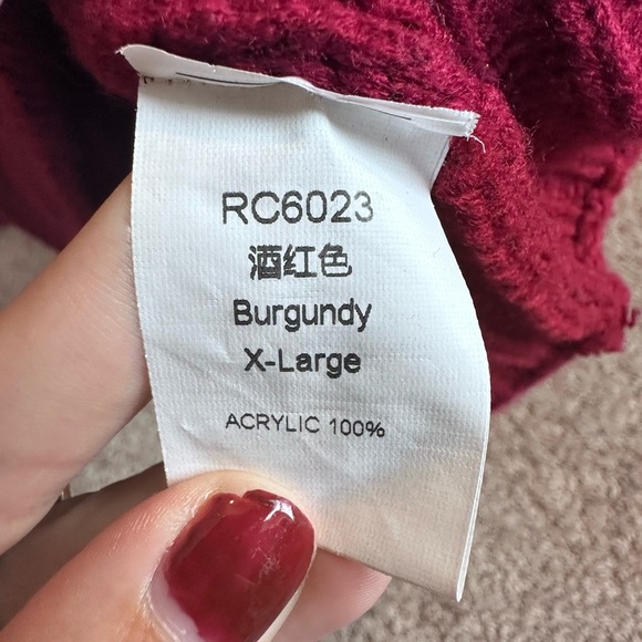 Maroon Red Mock Neck Heavy Knit XL Sweater - Picture 7 of 7